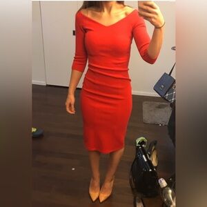 Reiss Aimee V Neck Jersey Dress Holiday Party Valentines Red Wedding Guest Sz 4